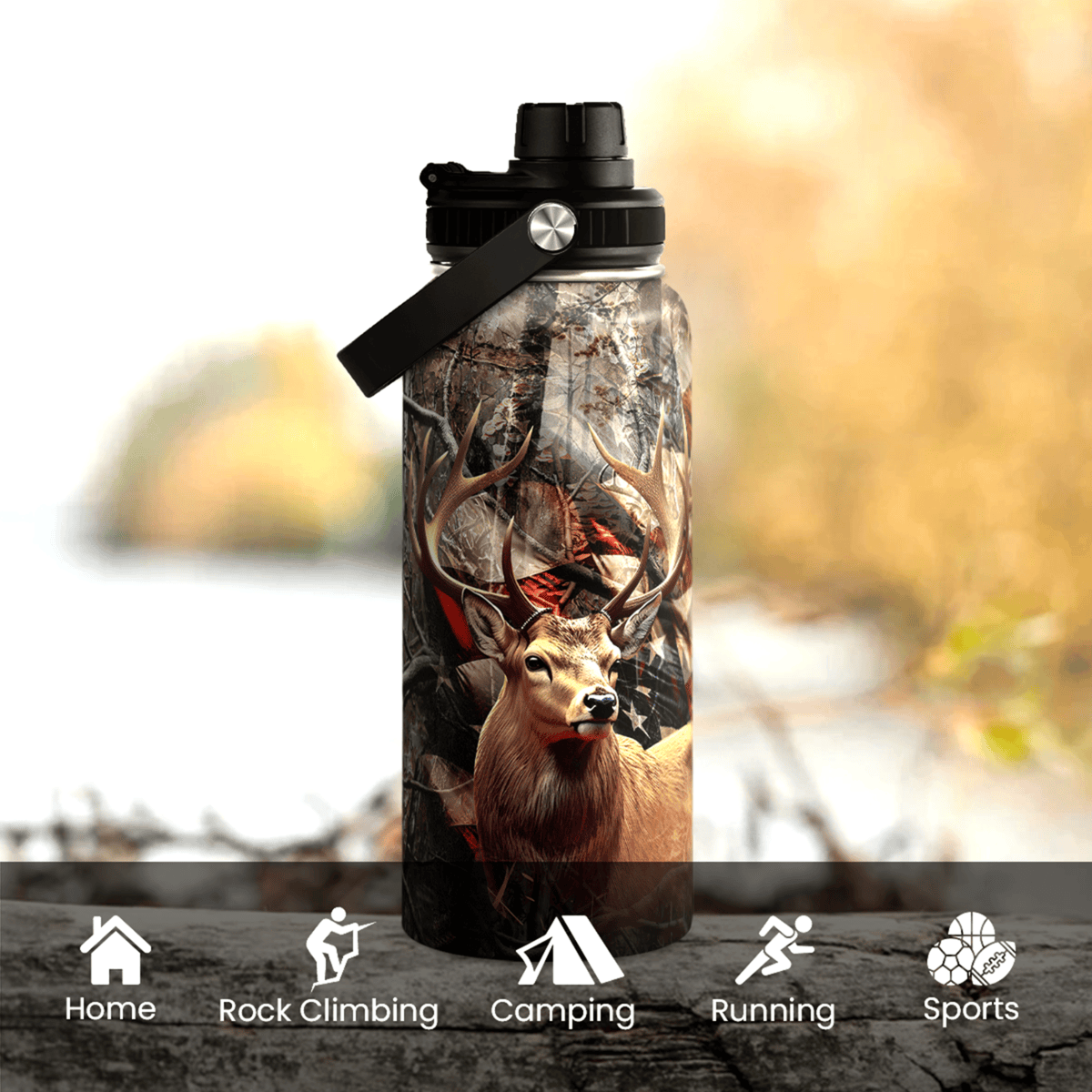 Hunting 32oz Stainless Steel Insulated Water Bottle with Lid