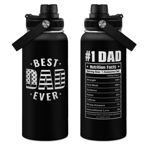 Best Dad Ever 32oz Water Bottle - Dad Bottle Stainless Steel Insulated Sports Bottles with Lid, Gifts for Father from Daughter Son, Dad Gifts for Birthday Christmas Fathers Day