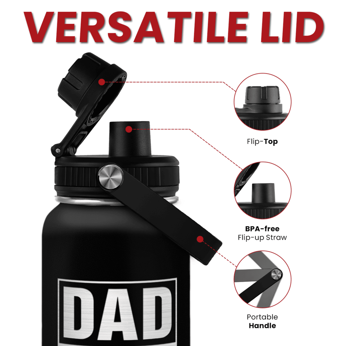 Dad Fuel Chug Lid Water Bottle 32oz
