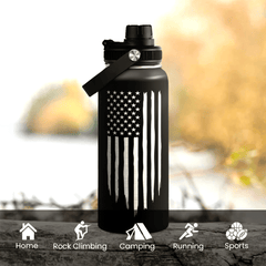 Black American Flag Chug Lid Water Bottle 32oz