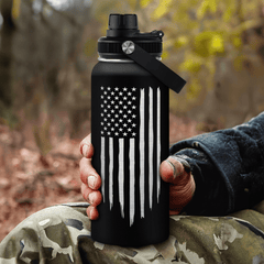 Black American Flag Chug Lid Water Bottle 32oz