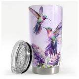 Purple Hummingbird Stainless Steel Curved Tumbler 20oz