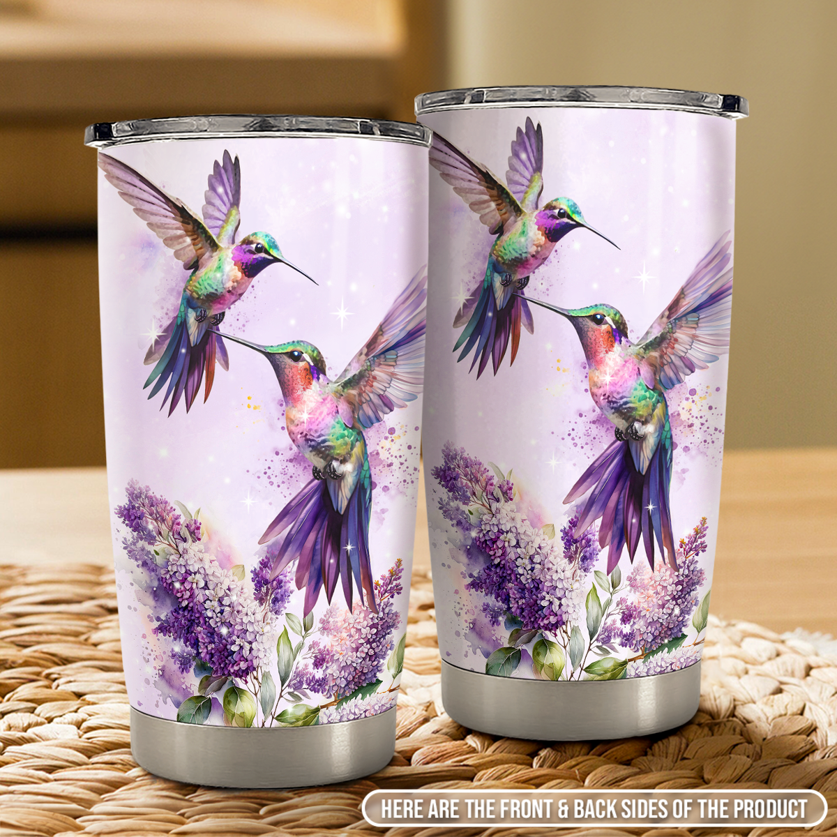 Purple Hummingbird Stainless Steel Curved Tumbler 20oz