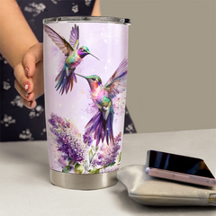 Purple Hummingbird Stainless Steel Curved Tumbler 20oz