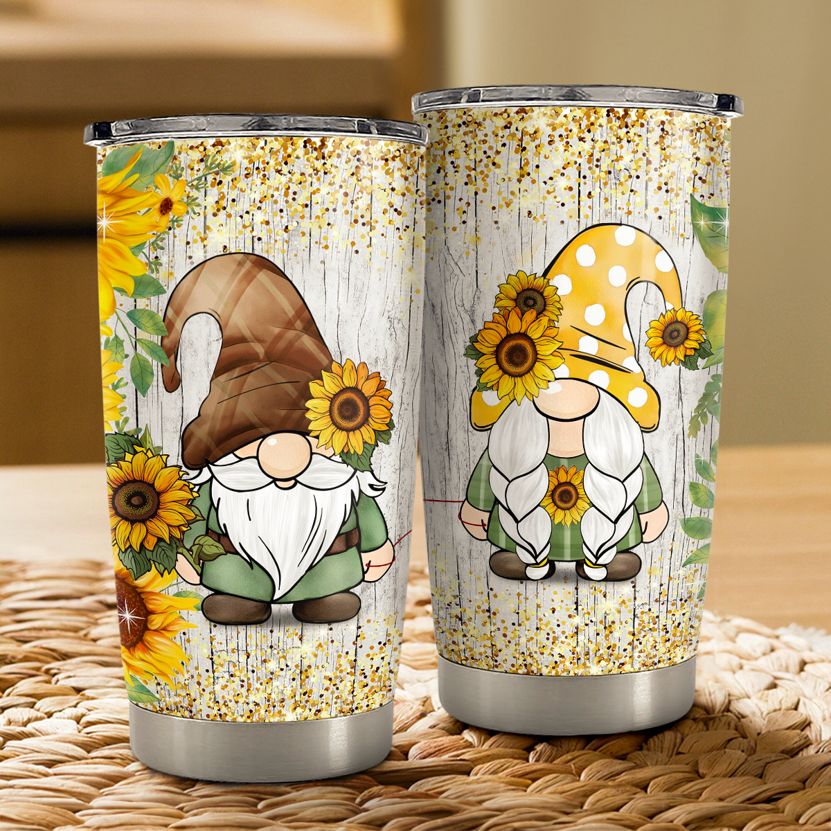 Brown Gnome Stainless Steel Curved Tumbler 20oz