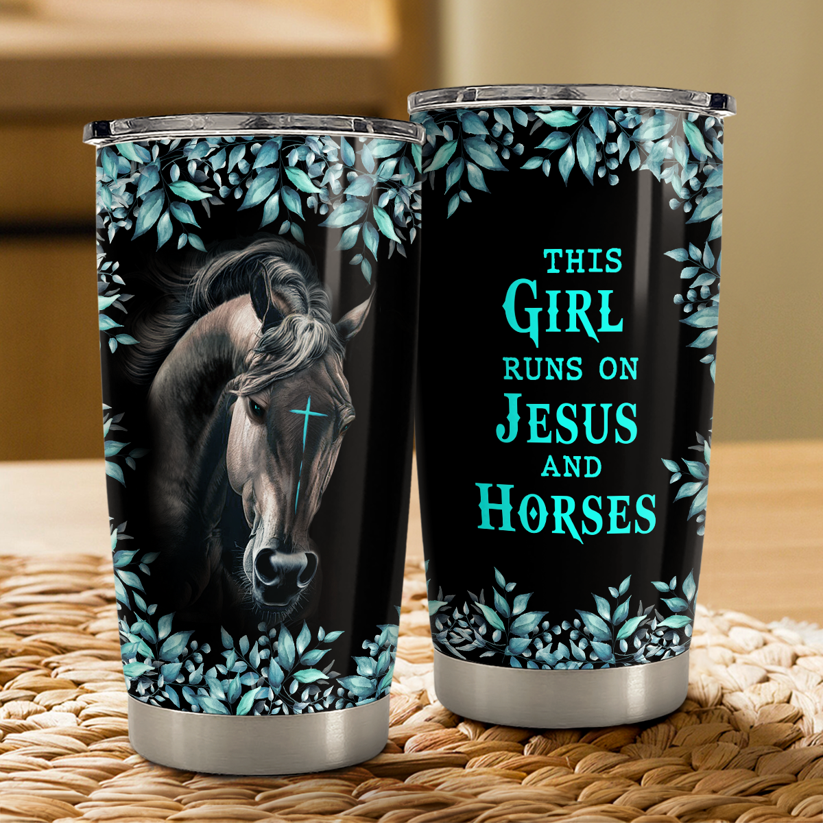 Black Horse Stainless Steel Curved Tumbler 20oz