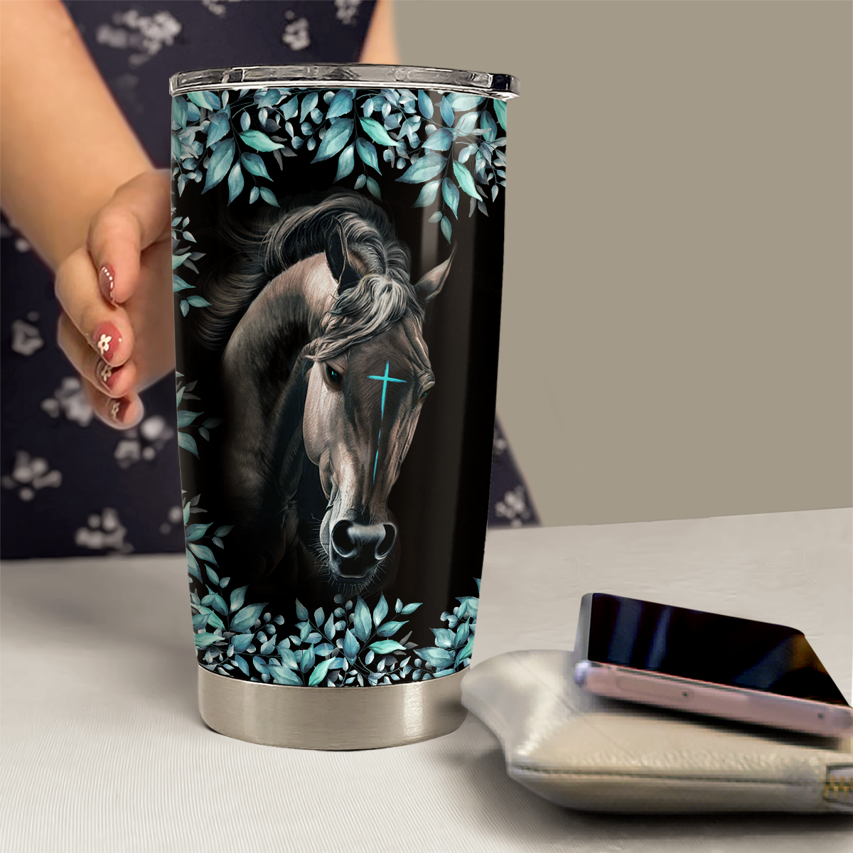 Black Horse Stainless Steel Curved Tumbler 20oz