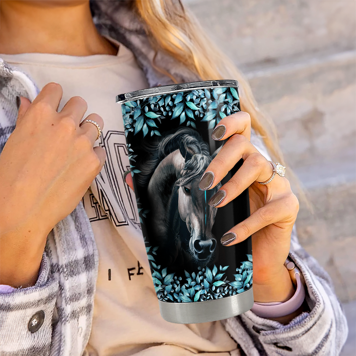 Black Horse Stainless Steel Curved Tumbler 20oz