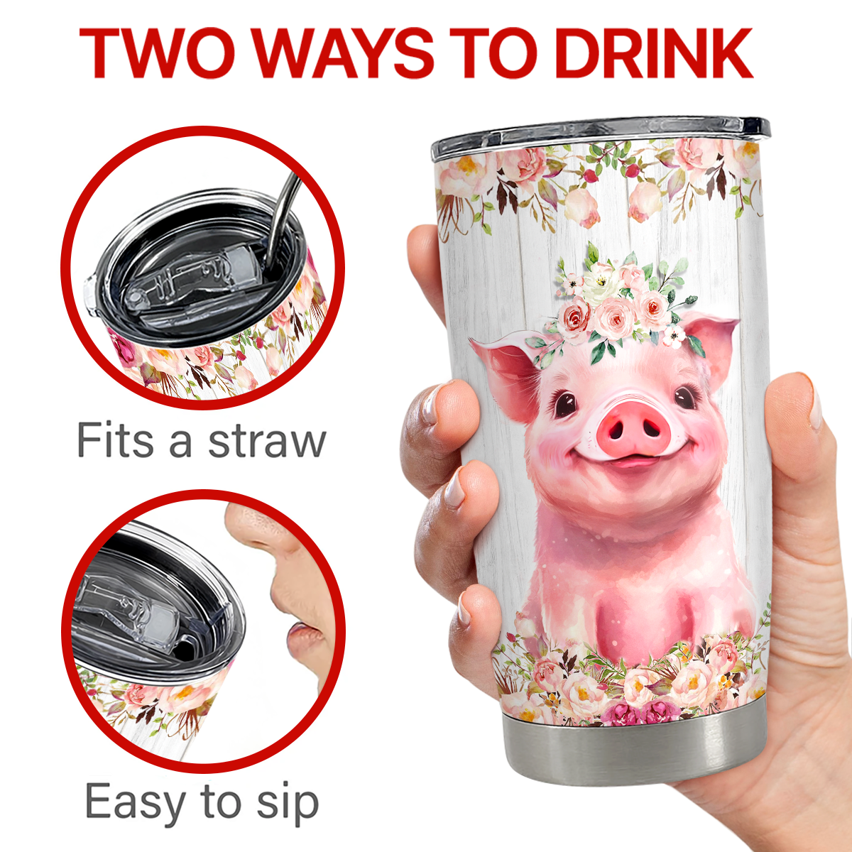 Pig Tumbler 20oz Stainless Steel Insulated Cup