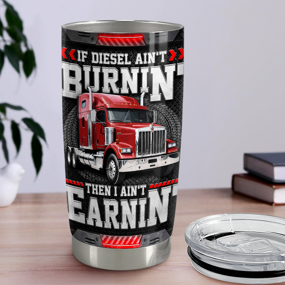 Black Trucker Stainless Steel Curved Tumbler 20oz