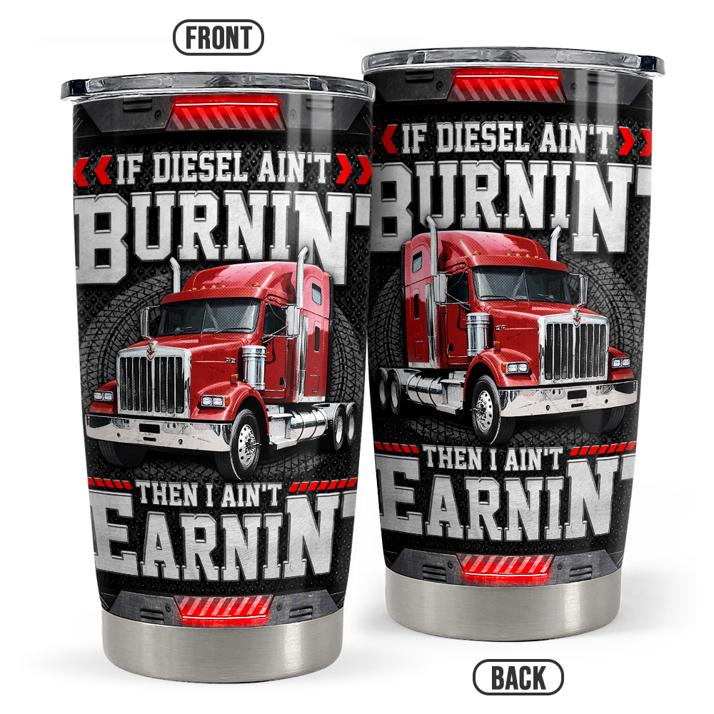 Black Trucker Stainless Steel Curved Tumbler 20oz