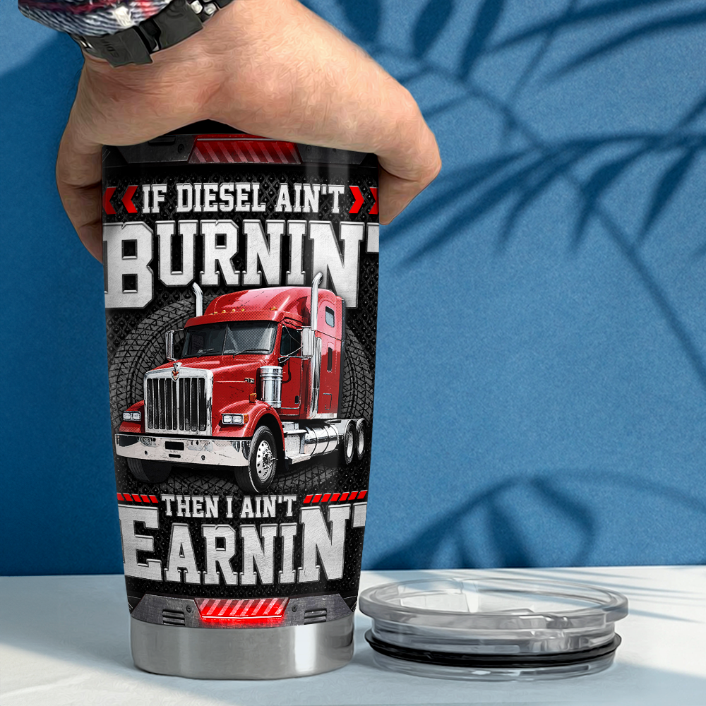 Black Trucker Stainless Steel Curved Tumbler 20oz