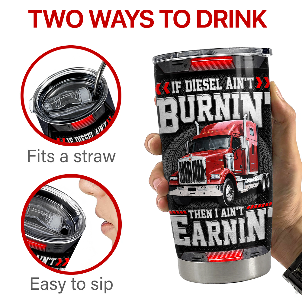 Black Trucker Stainless Steel Curved Tumbler 20oz