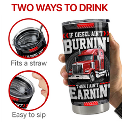 Black Trucker Stainless Steel Curved Tumbler 20oz