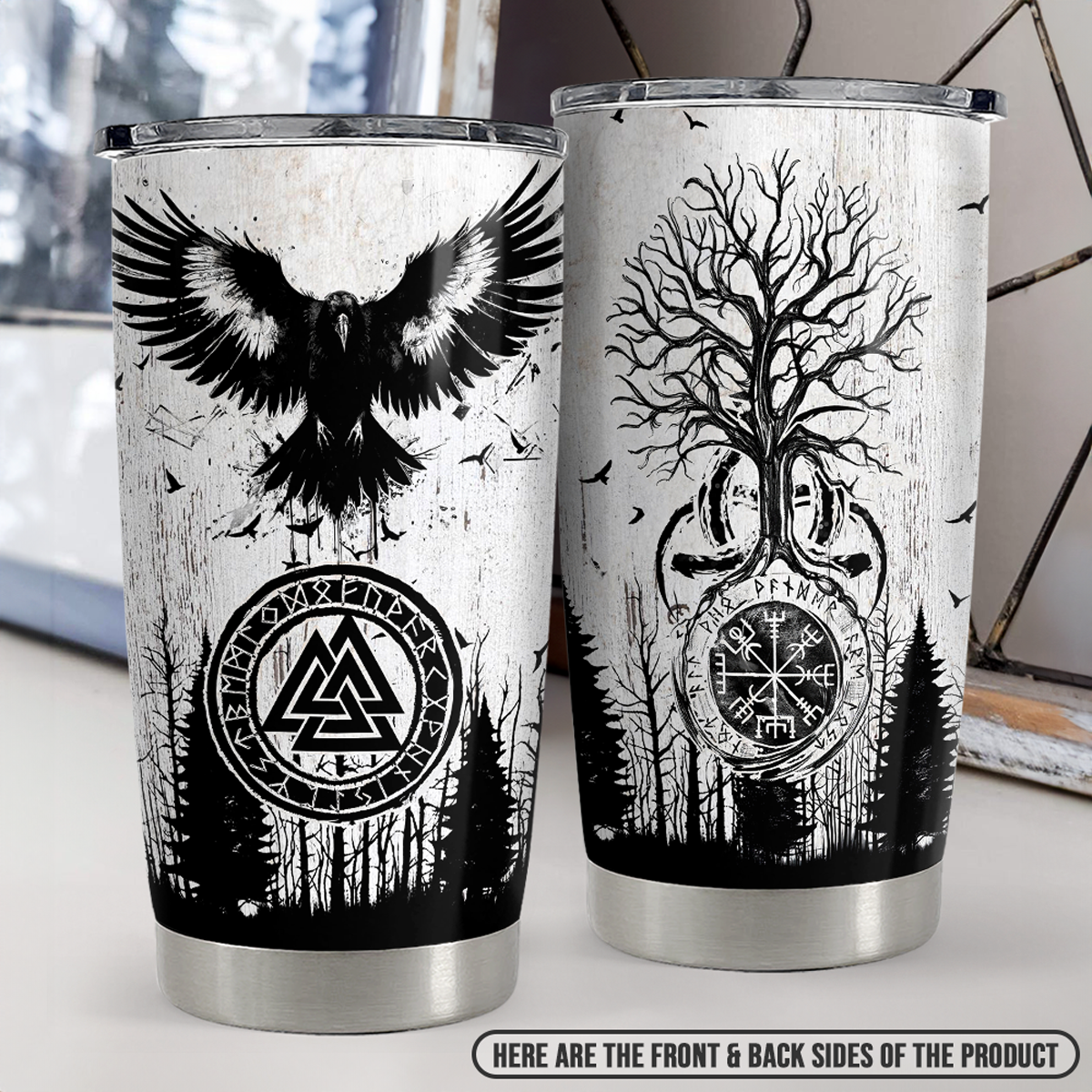 Black Viking Stainless Steel Curved Tumbler 20oz
