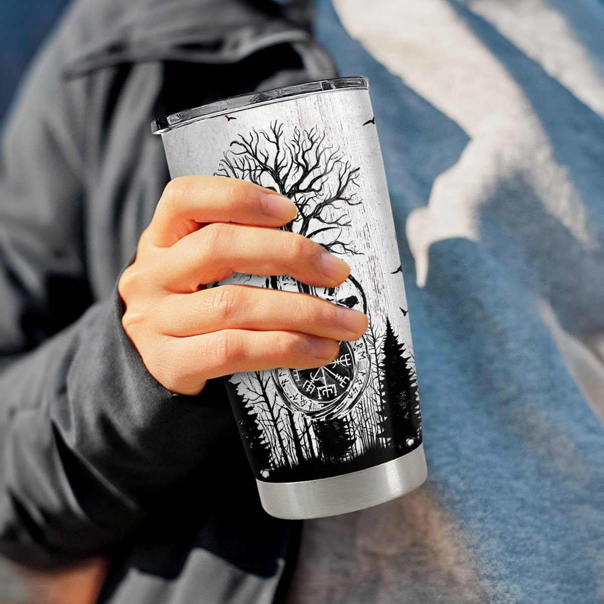 Black Viking Stainless Steel Curved Tumbler 20oz