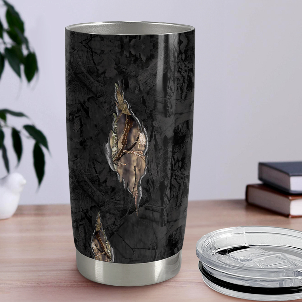 Black Hunting Stainless Steel Curved Tumbler 20oz