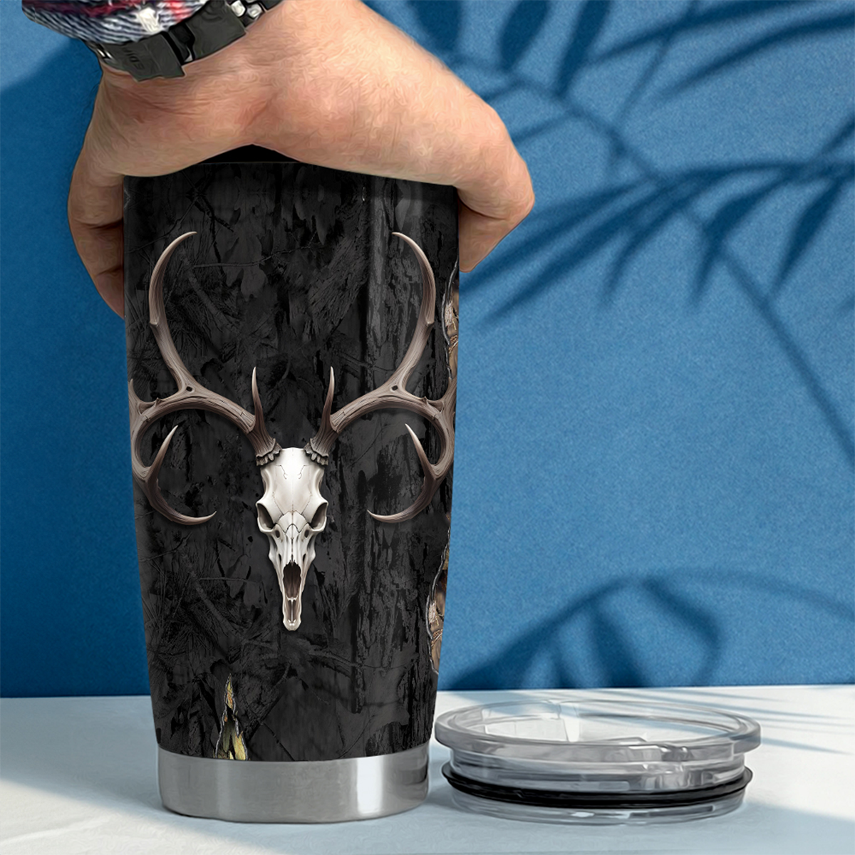 Black Hunting Stainless Steel Curved Tumbler 20oz