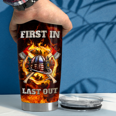 Brown Firefighter Stainless Steel Curved Tumbler 20oz
