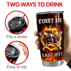 Brown Firefighter Stainless Steel Curved Tumbler 20oz