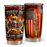 Brown Firefighter Stainless Steel Curved Tumbler 20oz