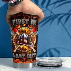 Brown Firefighter Stainless Steel Curved Tumbler 20oz