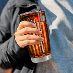 Brown Firefighter Stainless Steel Curved Tumbler 20oz