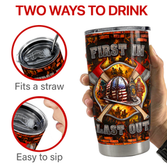 Brown Firefighter Stainless Steel Curved Tumbler 20oz