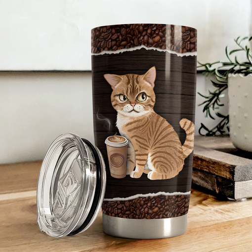 Cat Tumbler 20oz Stainless Steel Insulated Cup