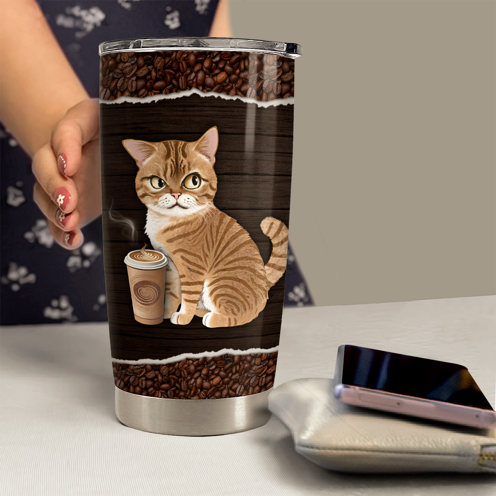 Cat Tumbler 20oz Stainless Steel Insulated Cup