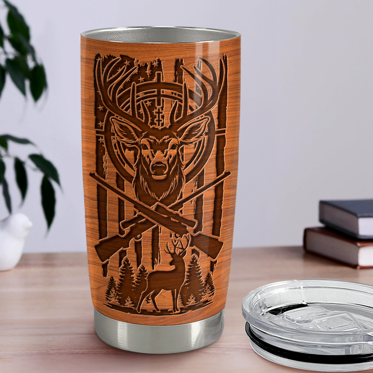Brown Hunting Stainless Steel Curved Tumbler 20oz