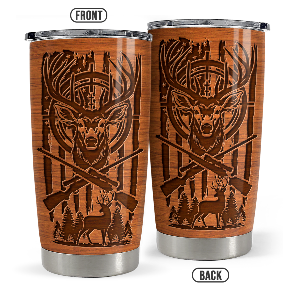 Brown Hunting Stainless Steel Curved Tumbler 20oz