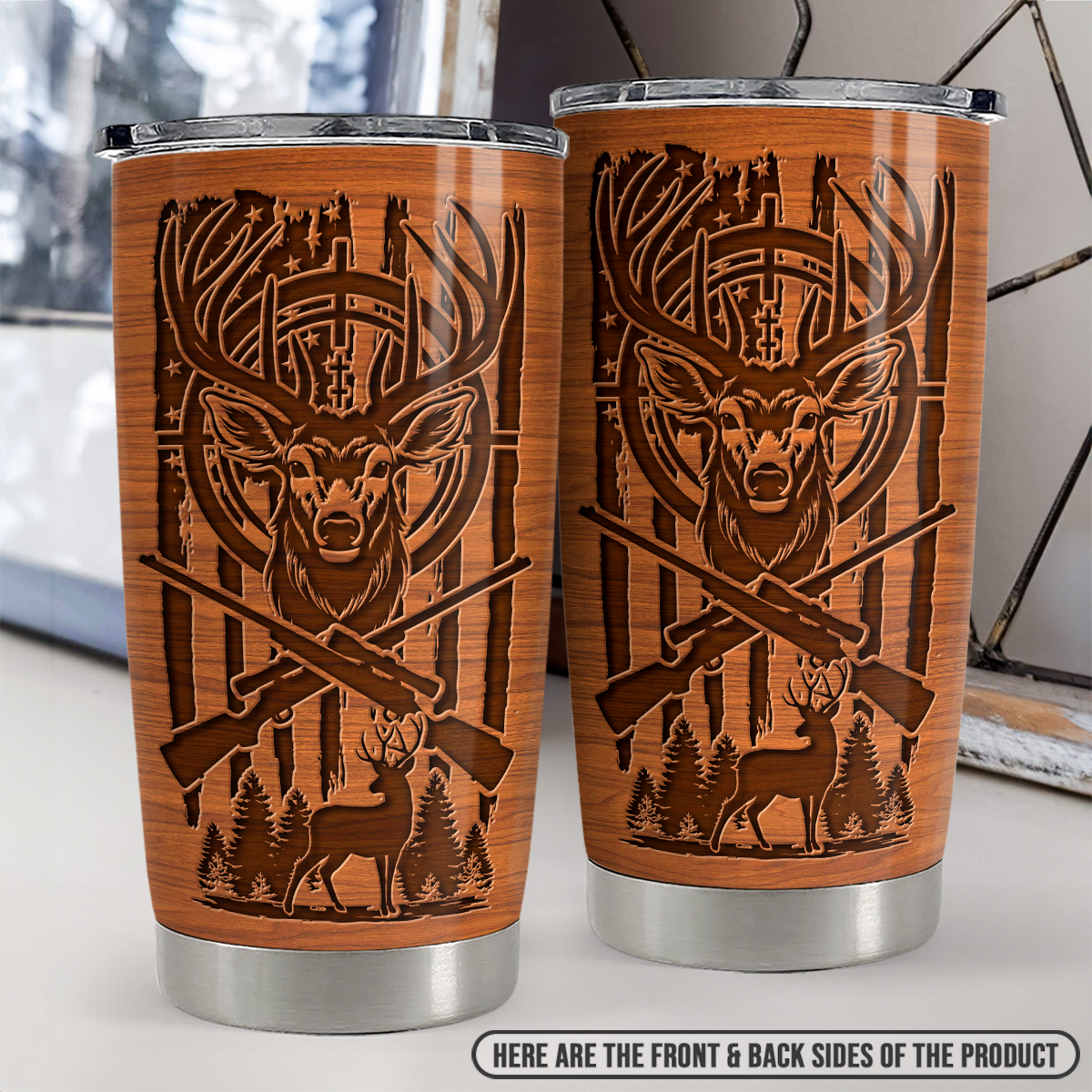 Brown Hunting Stainless Steel Curved Tumbler 20oz