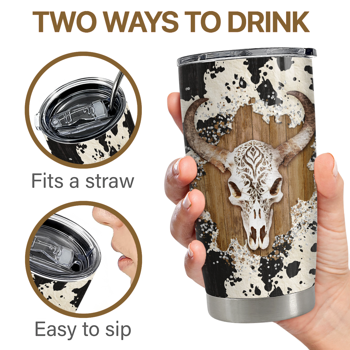 Cow 20oz Stainless Steel Insulated Tumbler