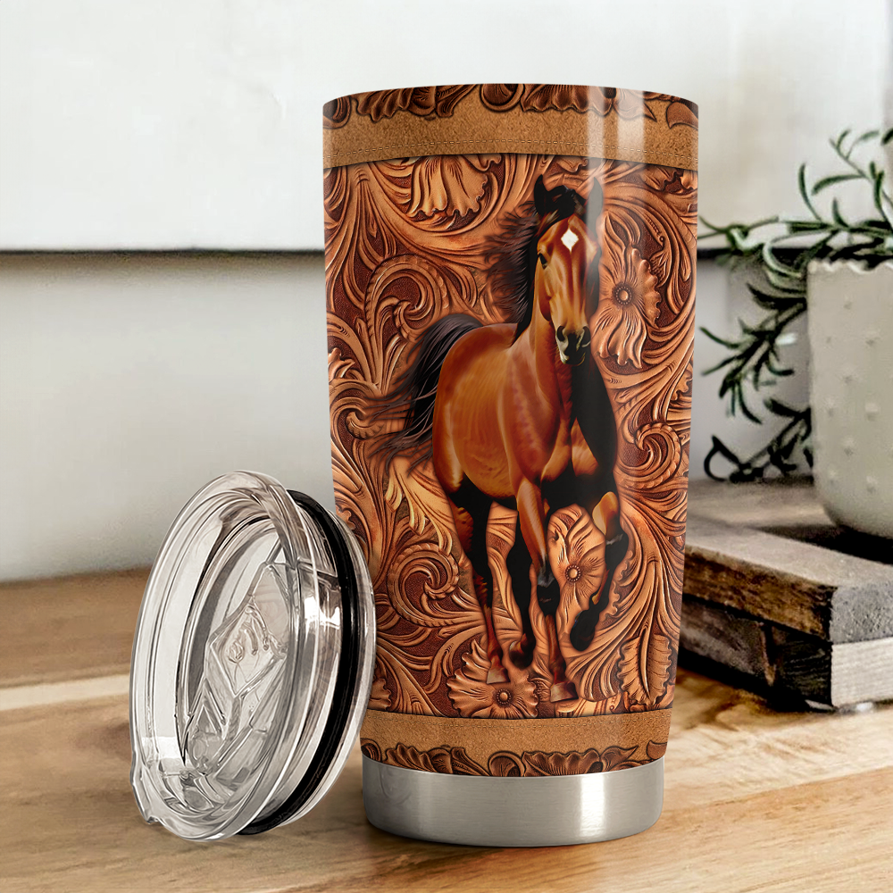 Brown Horse Stainless Steel Curved Tumbler 20oz