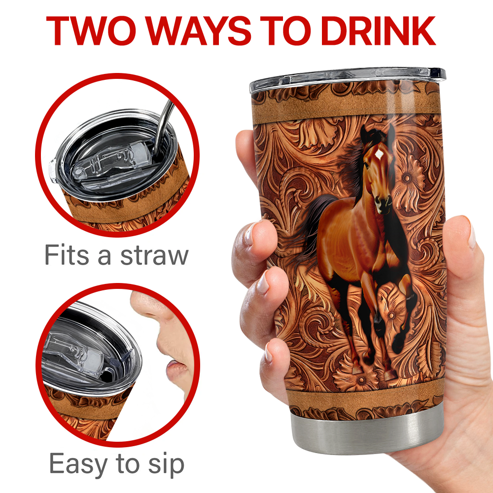 Brown Horse Stainless Steel Curved Tumbler 20oz