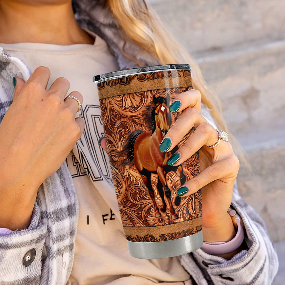 Brown Horse Stainless Steel Curved Tumbler 20oz