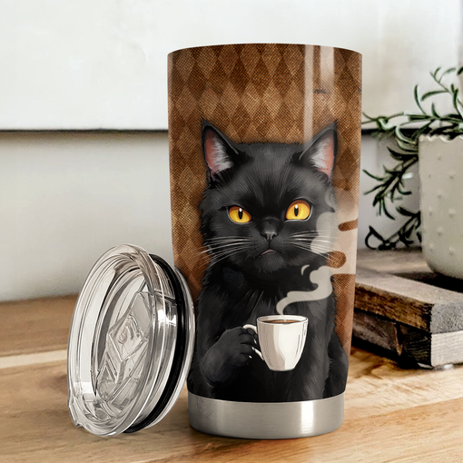 Black Cat Tumbler 20oz Stainless Steel Insulated Cup