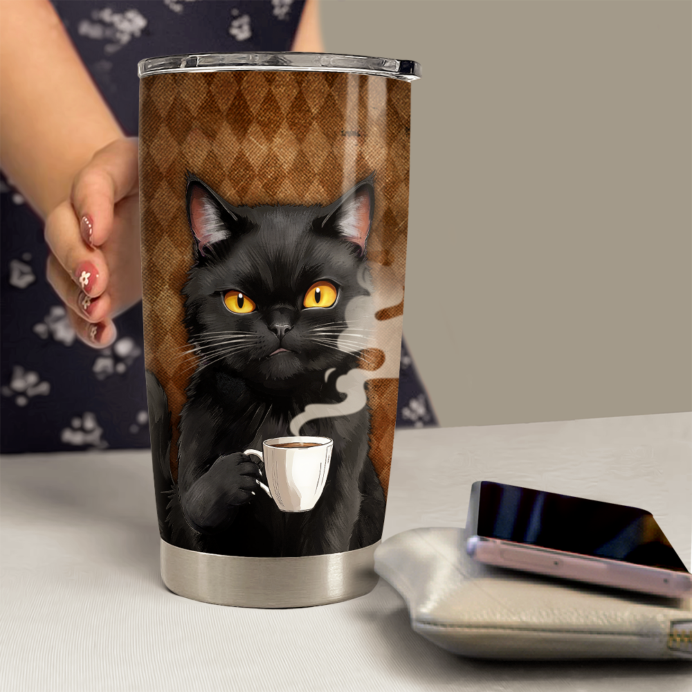 Black Cat Tumbler 20oz Stainless Steel Insulated Cup