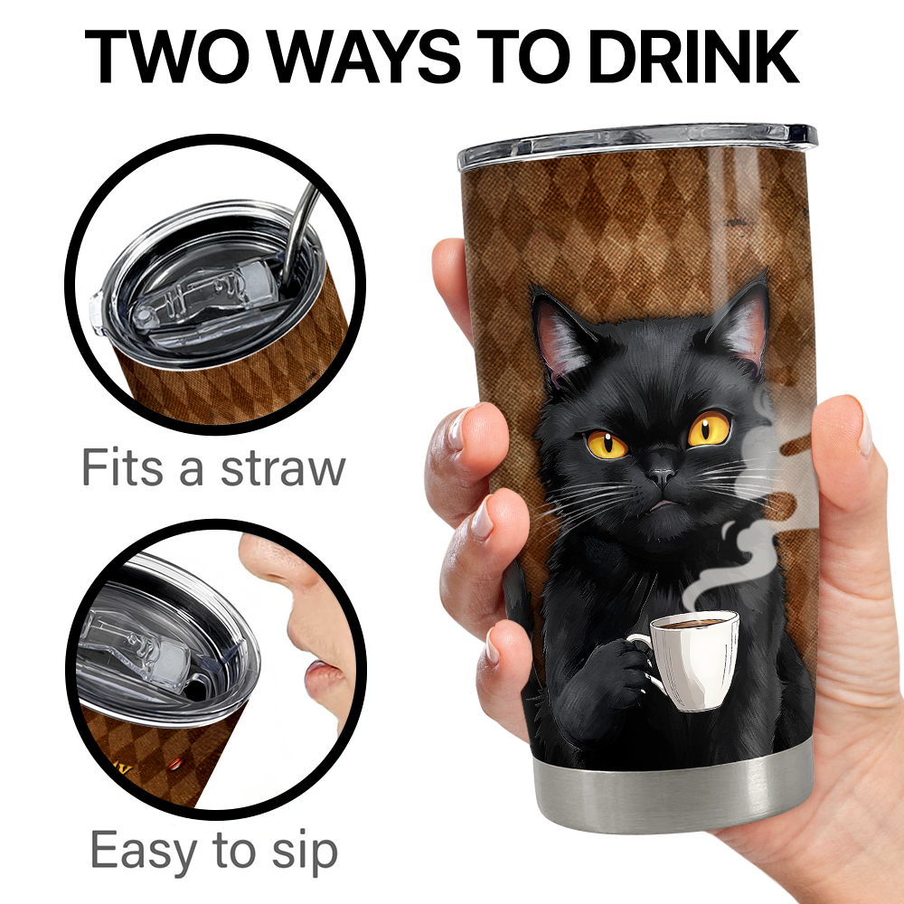 Black Cat Tumbler 20oz Stainless Steel Insulated Cup