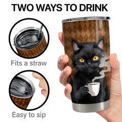 Black Cat Tumbler 20oz Stainless Steel Insulated Cup