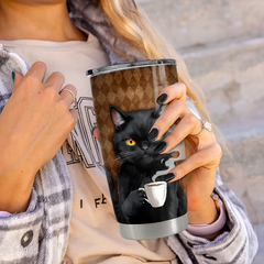 Black Cat Tumbler 20oz Stainless Steel Insulated Cup
