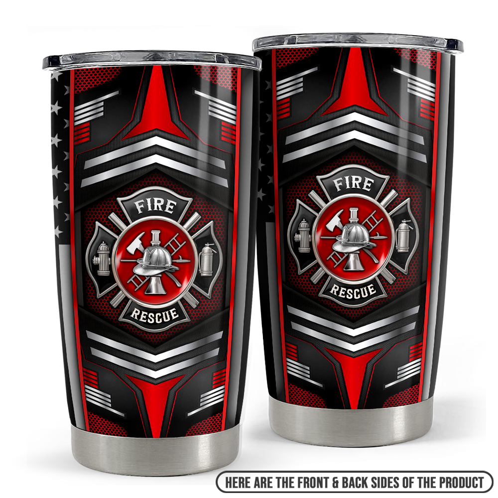 Black Firefighter Stainless Steel Curved Tumbler 20oz
