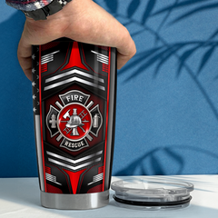 Black Firefighter Stainless Steel Curved Tumbler 20oz