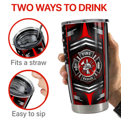 Black Firefighter Stainless Steel Curved Tumbler 20oz