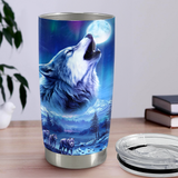 Blue Wolf Stainless Steel Curved Tumbler 20oz