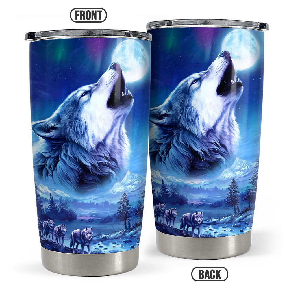 Blue Wolf Stainless Steel Curved Tumbler 20oz