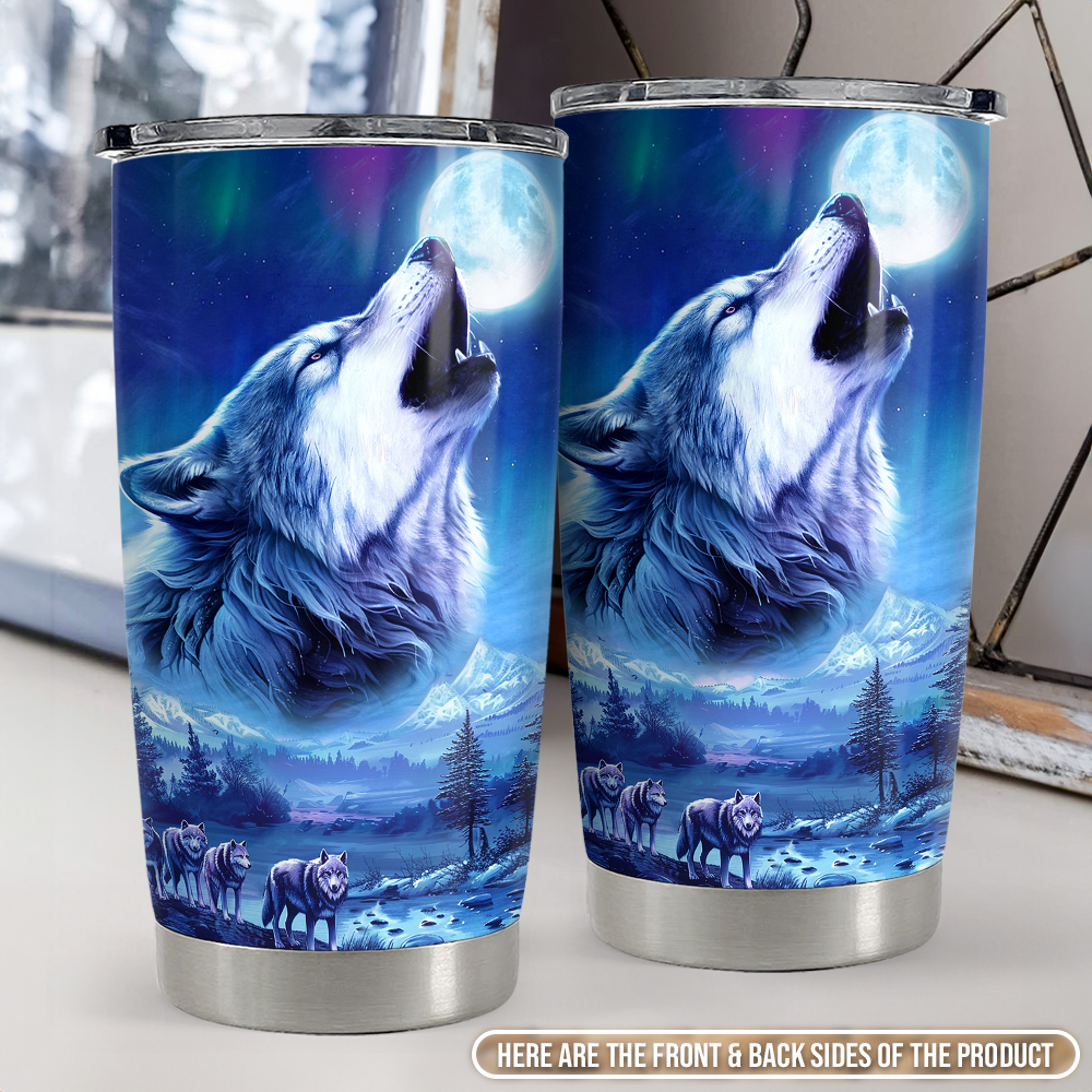 Blue Wolf Stainless Steel Curved Tumbler 20oz