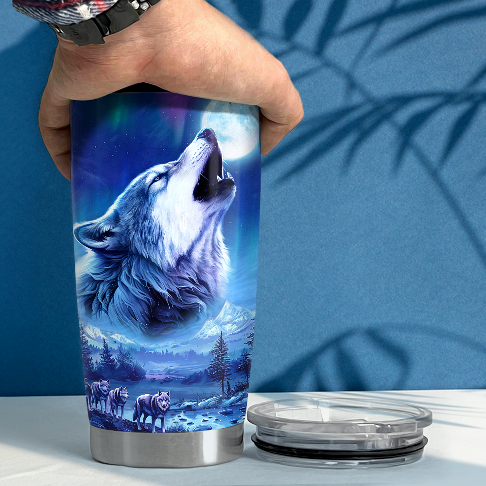 Blue Wolf Stainless Steel Curved Tumbler 20oz