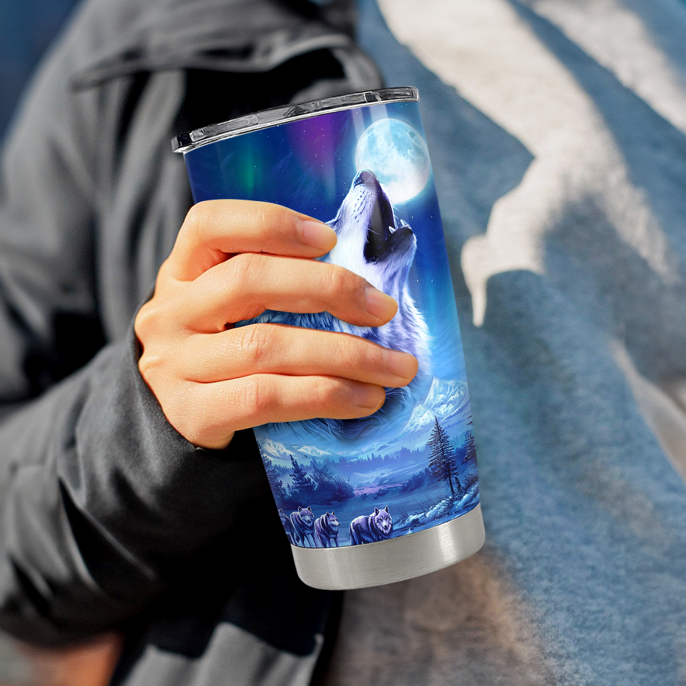 Blue Wolf Stainless Steel Curved Tumbler 20oz
